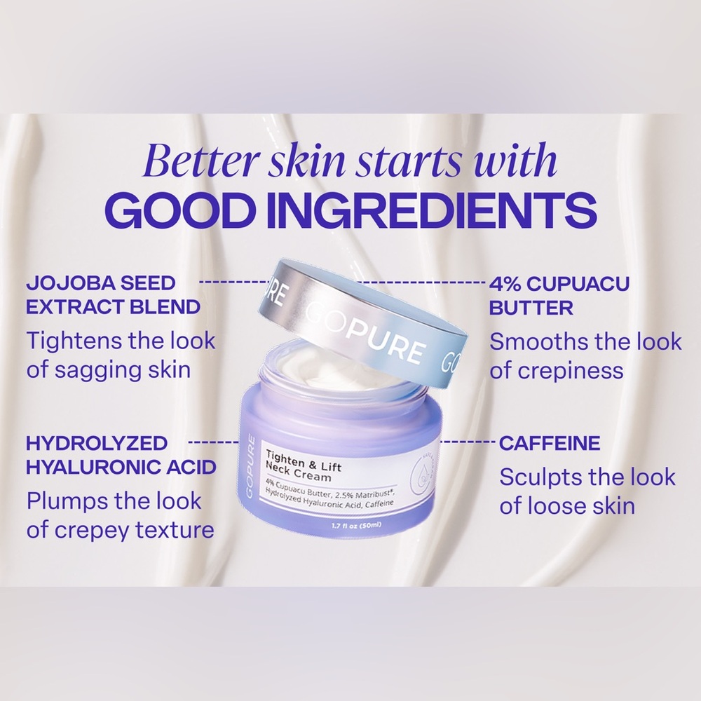 NIB goPure Tighten & Lift Neck Cream 1.7 fl oz (50ml) - Picture 2 of 12